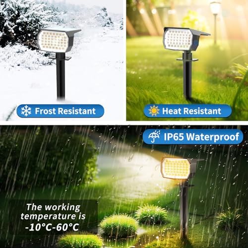 Tadyreal Solar Spot Lights Outdoor 6 Pack, [46 LED/3 Modes] Solar Landscape Spotlights Waterproof, 2-in-1 Auto On/Off Solar Powered Lights for Outside Yard Garden Wall Pathway(Warm White) - Image 4