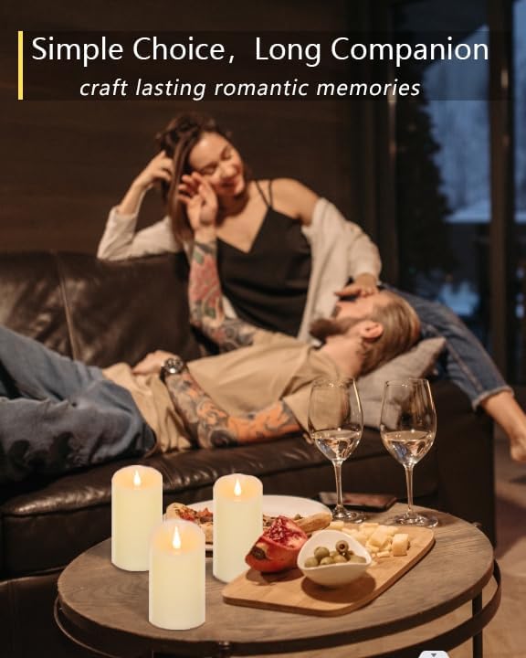 TECHLONG Flameless Candles Flickering 3D Moving Flame, Last 1000+ Hours Battery Operated Candles with Remote Timer, Set of 3 Ivory Real Wax Electric LED Pillar Candles for Home Wedding Decoration - Image 6