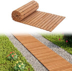 8FTx25''W Straight Wooden Garden Parhway WalkwayOversize Outdoor Roll Out Decorative Patio pavers Path Wood Flooring Non-Slip Surface Road Floor for Yard Lawn Vegetable Garden Wedding Party (Brown) by Dawnyard