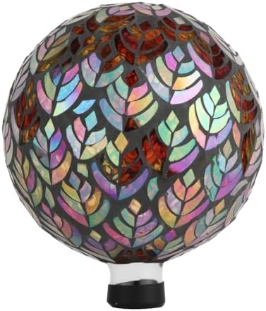 Lily's Home Colorful Mosaic Glass Gazing Ball, Designed with a Stunning Holographic Petal Mosaic Pattern to Bring Color to Any Home and Garden, Silver & Purple (10" Diameter) by LilysHome
