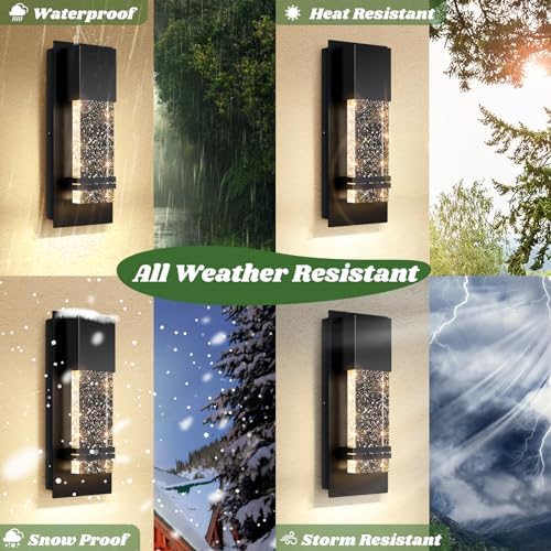 BesLowe Outdoor Wall Light Fixtures with Crystal Bubble Glass, 10W 3000K - Image 2
