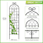2 Pack 86.7" H x 19.7" W Black Metal Garden Trellis for Climbing Plants Outdoor, Heavy Duty Tall Plant Support for Roses, Vines, Cucumbers, Clematis, Flowers & Vegetables - Image 2