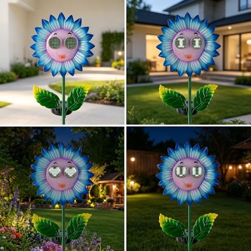 Solar Sunflower Outdoor Lights Metal Flower with Moving Eyes - Image 2
