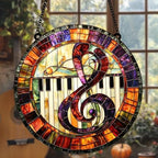 Treble Clef Piano Acrylic Suncatcher 8 Inches, Fall Decoration Indoor Outdoor, Bedroom Porch Decor, Stained Glass Effect Window Hanging, Music Lover Ornament, Pianist Gift for Her by XISZYS