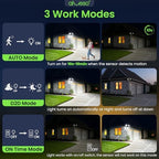 ALUSSO Motion Sensor Outdoor Lights Metal Heads, 30W 3600LM Flood Lights Outdoor 120V, 3 Modes Dusk to Dawn/Auto/On Time, 3000K 4000K 6500K Adjustable, Hardwired Security Light ETL Listed, Black 1PC - Image 5