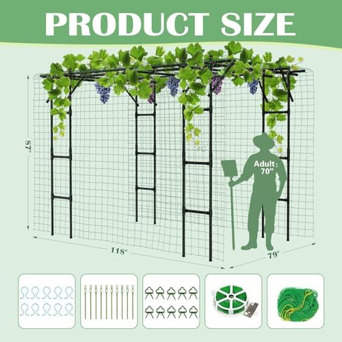 DoCred 87"H x 118"L Garden Arch Trellis, Metal Trellis for Climbing Plants - Image 4