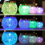 Cooo Gift for her him 4 Pack Heavy Solar Mosaic Crackle Glass Lights with Dual Solar Panels, Color-Changing RGB Lantern, Exclusive Dazzling Glass, Waterproof Outdoor Table Lamps Garden Lamp - Image 4