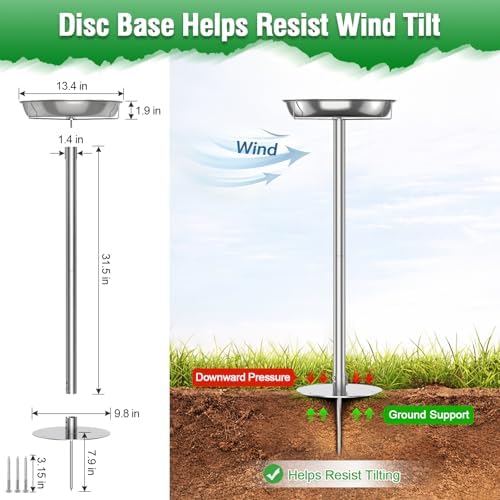 tinnmao 304 Stainless Steel Bird Bath for Outside, 40 Inch Tall Freestanding Metal Birdbath & Feeder with Removable Bowl for Garden Yard Patio Lawn - Image 5