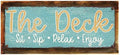 Homebody Accents Framed and Sun Protected The Deck - Sit, Sip, Relax, Enjoy Metal Sign, Framed and Sun Protected 6”x16, Sip, Relax, Enjoy Metal Sign, Outdoor Living, Porch, Patio, Deck by HomebodyAccents
