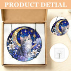 Custom Stained Glass Cat Suncatcher, Cat Window Hanging Ornament, Personalzied Pet Portrait Glass Art Decor Sun Catcher for Cat Lovers Cats Mom Birthday Pet Sympathy Gifts for Pet Owner 11.81" - Image 6