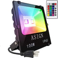 ASIGN 100W RGB LED Flood Lights, Indoor Outdoor Decoration Light Waterproof Color Changing LED Security Light with Remote Control, Dimmable Wall Washer Lights with US 3-Plug by ASIGN