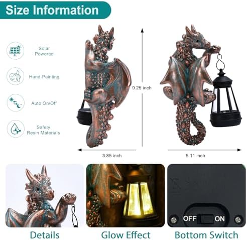 Goodeco Dragon Tree Hugger with Solar Lantern Garden Statue - Image 2