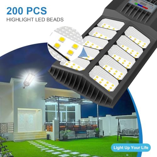 Solar Street Lights Outdoor Waterproof - LED Solar Flood Lights Outdoor Dusk to Dawn with Mention Sensor, Outdoor Solar Powered Floodlight for Parking Lot/Garden/Yard/Pathway Lighting - Image 3