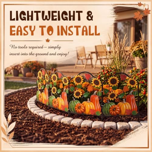 4 Pack Fall Garden Fence, Metal Fence Decorative Garden Stakes, 16"H x 11"W - Image 6