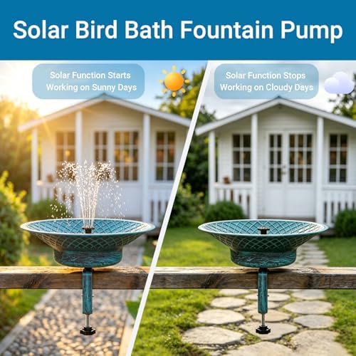 12.6" Solar Bird Bath for Deck Railing, Detachable Metal Bird Bath Bowl - Image 6