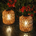 2 Pack Solar Lanterns Outdoor Waterproof, Rattan Solar Lights for Yard, Outdoor Garden Lights, Hanging Lanterns Decorative Birthday Gifts for Mom Grandma, Outdoor Lanterns for Porch Patio Pathway by EYASSI