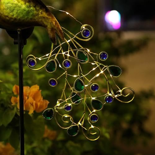 Solar Light Peacock Garden Light Metal Peacock Garden Solar Lamp 300mAh Outdoor Decorative Stake Lights Stake for Yard Decorations Lights, Outdoor g - Image 6