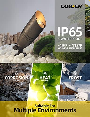 COLOER 12 Pack Brass Landscape Spotlights Outdoor with 5W MR16 Bronze(102B) - Image 5