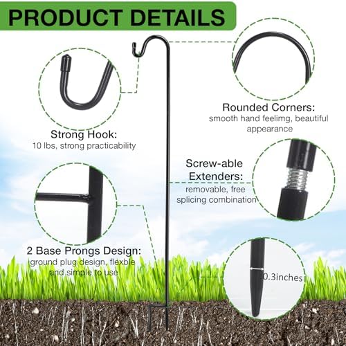 36 Pack 46 Inch Shepherds Hooks Outdoor Metal Garden Hook for Hanging Plant - Image 3