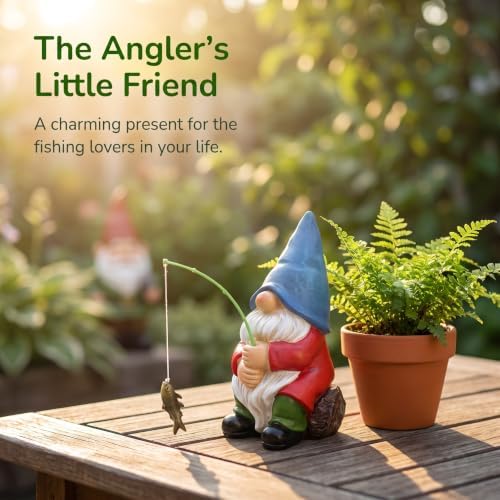 Fishing Gnome Outdoor Garden Gnomes Statues Pond Decor for Outdoor Ponds - Image 5