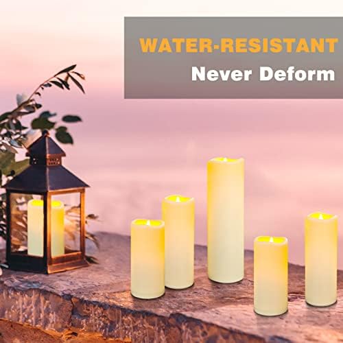 YIWER Plastic Waterproof Flameless Candles Set of 24: Battery Operated Candles Ivory Flickering Pillar Candles Include 4"/5"/6"/7" with 10-Key Remote 2/4/6/8H Timer Function - Image 3