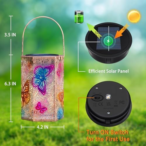 2Pack Solar Outdoor Lanterns Waterproof Butterfly Gifts for Women, 3D Colorful Solar Garden Yard Lanterns, Gardening Gifts for Women, Mothers' Day GIFS Mom, Birthday Gifts - Image 5