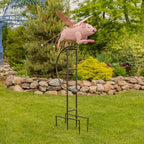 Large Rocking Animals with Flapping Wings Garden Stakes (Antique Pink, Flying Pig) - Image 2