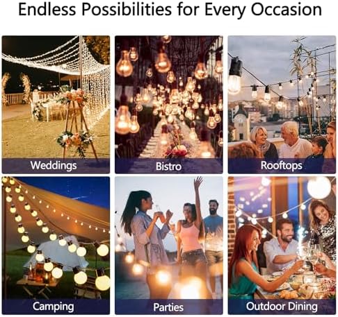 Solar String Lights for Outside 100FT with Remote 8 Lights Mode, Weatherproof Shatterproof S14 LED Bulb 34 Sockets, Outdoor Patio Light for Backyard Porch Cafe - Image 5