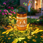 Dragonfly Solar Lanterns Outdoor with Shepherd Hook, Birthday Gift Mothers Day Gift for Women Mom Grandma Wife Daughter, Waterproof LED Hanging Lights, Decor for Yard Garden Patio Porch Lawn Tabletop by YJFWAL