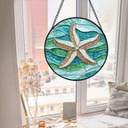 Starfish Ocean Stained Glass Window Hanging Suncatcher Gift for Women 9.8" - Image 2
