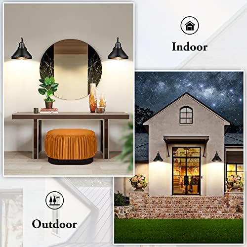 Brightever Gooseneck Outdoor Light Fixtures, 2-Pack Farmhouse Barn Lights for Porch, Industrial Black Exterior Wall Sconce for Garage, Patio, E26 Base Anti-Rust, Bulb not Included - Image 6