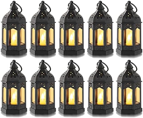 Romadedi 10-Pack Black Mini Lanterns for Centerpiece, 4.9 in by ROMADEDI