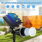 KEV Solar Spot Lights Outdoor,18 LEDs Color Changing RGB Solar Flood Lights with 8 Modes &IPX65 Waterproof,Halloween Solar Spotlight for Driveway/Backyard/Landscape/Tree(Multicolor,2 Pack) - Image 2