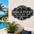 Personalized Metal Pool Sign, Custom Pool Bar Sign for Outdoor Patio Decor, Personalized Name Metal Pool & Patio Wall Art, Backyard Oasis Sign, Tropical Coastal Pool Decorations for Deck Porch Garden - Image 5