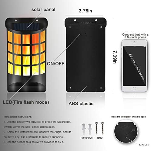 Aityvert Solar Flame Lights Outdoor, Waterproof Flickering Flame Solar Lights Dark Sensor Auto On/Off 66 LED Solar Powered Wall Mounted Night Lights Lattice Design for Patio Deck Driveway - Image 4