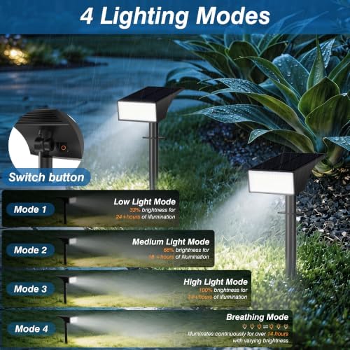 Solar Spot Lights Outdoor with 4‑LED Battery‑Level Indicator, White 12-Pack - Image 6