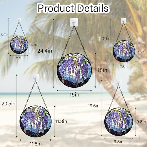 Stained Glass Window Hanging Wisteria Suncatcher Gifts for Women 12" - Image 5