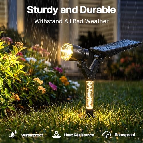 Solar Spot Lights Outdoor Waterproof Spotlights, Warm White 4 Pack - Image 5