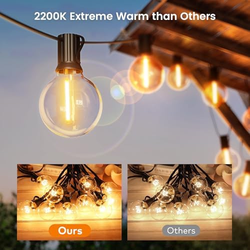 OHLUX Outdoor String Lights, 180FT LED Patio Lights with 82 Dimmable Plastic G40 Globe Bulbs 2 Spares, 2200K Waterproof Connectable Hanging Lights for Backyard Porch Cafe Party Decor E12 Socket - Image 2