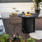 30'' Round Propane Fire Pit Table, 50,000 BTU Steel Gas FirePit for Outdoor, Fire Table with Lid, Add Warmth & Ambience to Gatherings and Parties On Patio Deck Garden Backyard, Black. - Image 4