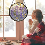 Wisteria Stained Glass Window Hanging Suncatcher Purple Gift for Women 9.8" - Image 2