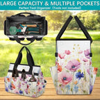 Garden Tool Bag Organizer Garden Tote Bag with Pockets Poppy Lavender Spring Tool Storage Organizer Gardening Tool Kit Holder 13" x 6.8" x 2.8" - Image 4