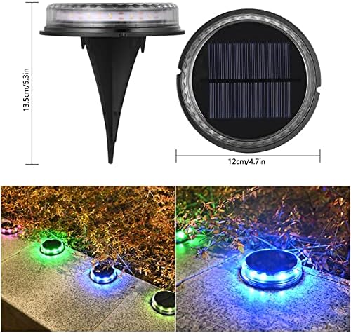 Solar Ground Lights Outdoor, Flat Yard Lights with 17 Led, Outdoor Waterproof Disc Landscape Lights for Patio Lawn Yard Deck Walkway, Multicolor, 4 Pack - Image 2