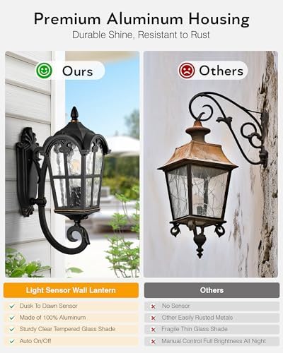 VIANIS Outdoor Lights for Porch, Black Dusk to Dawn Outside Lighting - Image 4