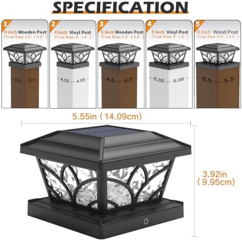 SIEDiNLAR Flickering Flame Solar Post Cap Lights 4 Modes 10 Pack (Black) - Image 4