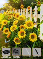 Brightown Solar Garden Lights, 4 Pack Sunflowers Flower Lights Waterproof - Image 4