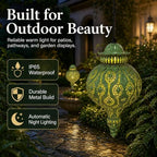 Moroccan Solar Lanterns Outdoor Hanging Garden Decor (2 Pack, Green) - Image 6