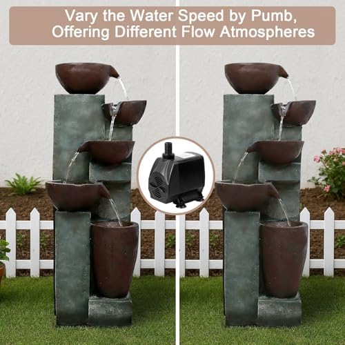 Naturefalls 39.7" Tall Outdoor Water Fountain and Waterfalls - Large Garden Fountain with LED Lights, 5-Tier Cascading, Indoor and Outdoor Fountains for Garden, Patio, Deck, Porch, Backyard and Home - Image 6