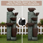Naturefalls 39.7" Tall Outdoor Water Fountain and Waterfalls - Large Garden Fountain with LED Lights, 5-Tier Cascading, Indoor and Outdoor Fountains for Garden, Patio, Deck, Porch, Backyard and Home - Image 6