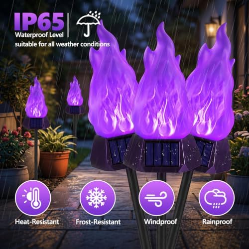 Toodour Solar Halloween Lights Outdoor, 4 Pack Solar Torch Light Waterproof - Image 2